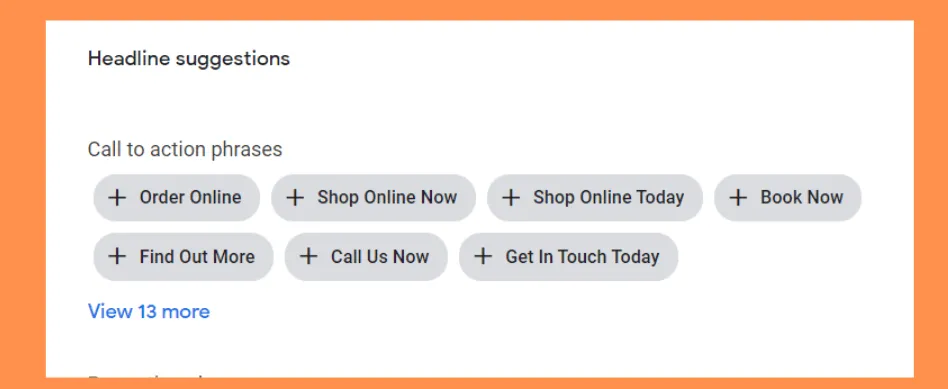 Responsive Search Ad headline suggestions from Google